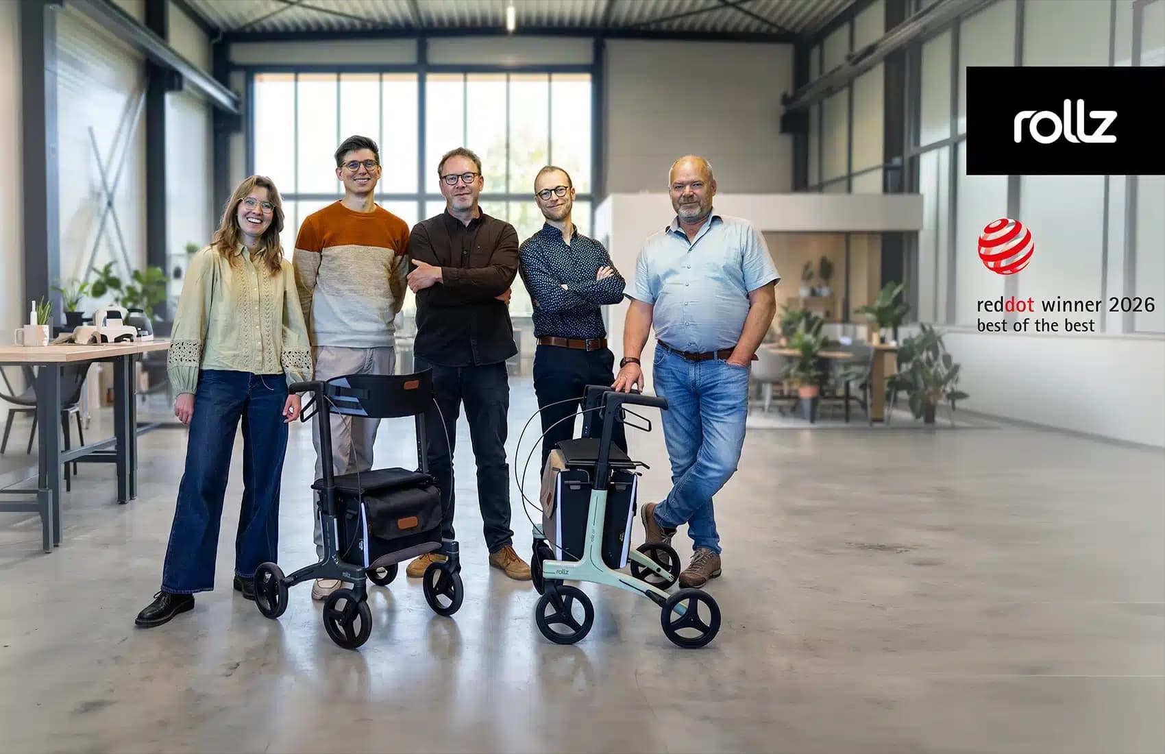 Rollz Air wint Red Dot: Best of the Best award voor lichtgewicht carbon rollator design