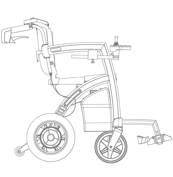 Lijntekening van de Rollz Motion Electric in zijaanzicht