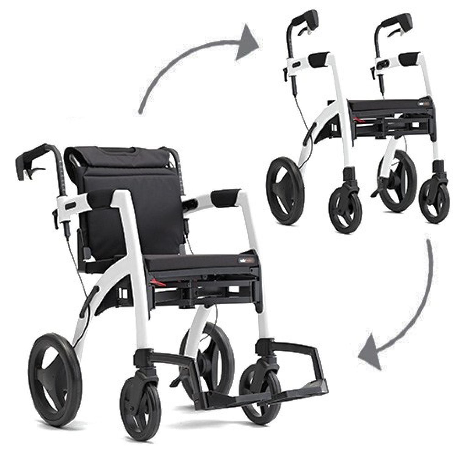 De Rollz Motion rollator en rolstoel in Pebble White.